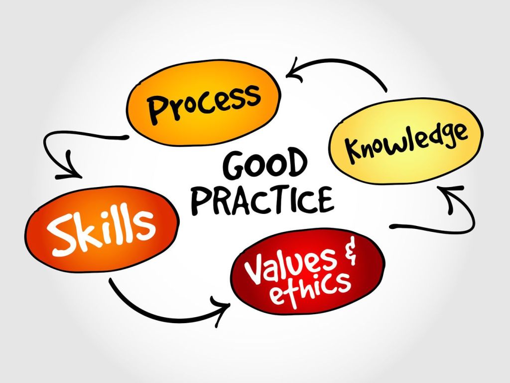 good practice, skills, process, knowledge, values and ethics